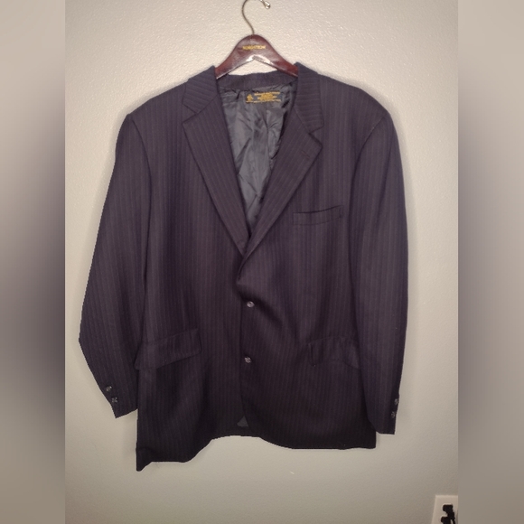 VINTAGE Brooks Brothers Sports Coat 48 Long Striped Coat Wool U - Picture 1 of 5